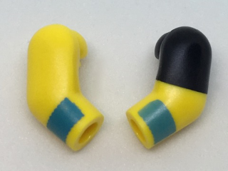 Lego Arm, (Matching Left and Right) Pair with Wristbands and Black Left Short Sleeve Pattern / Yellow