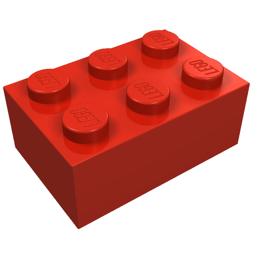 Lego Brick 2 x 3 without Cross Supports / Red