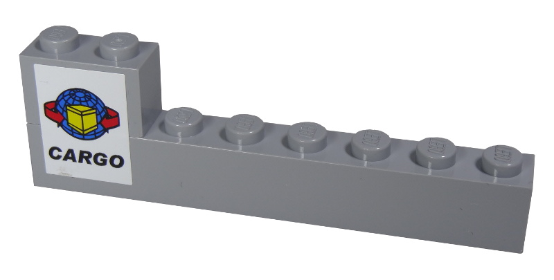 Lego Stickered Assembly 8 x 1 x 2 with Air Cargo on White Background Pattern (Sticker) - Set 10170