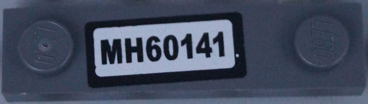 Lego Plate, Modified 1 x 4 with 2 Studs without Groove with 'MH60141' Pattern (Sticker) - Set 60141