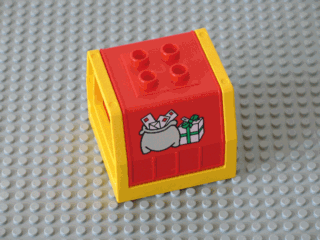 Lego Duplo, Train Freight Container with Mail Bag and Box Pattern with Yellow Container Frame