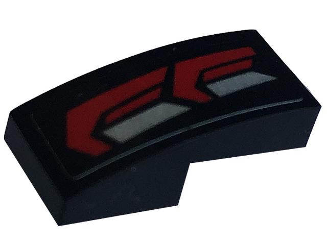 Lego Slope, Curved 2 x 1 x 2/3 with Red and Silver Taillights Pattern Model Right Side (Sticker) - Set 76903
