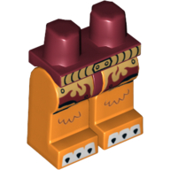 Lego Hips and Orange Legs with Dark Red and Gold Loincloth, Gold Belt and White Claws Print / Dark Red