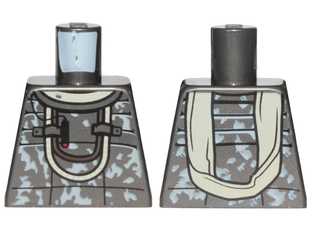Lego Torso SW Jacket with Front Panel, Warp on Back and Dirt Stains Pattern (Rebolt) / Pearl Dark Gray