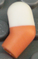 Lego Arm, Left with Molded White Short Sleeve  Pattern / Nougat