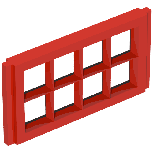 Lego Window Pane 1 x 4 x 2 for Slotted Bricks / Vintage Red