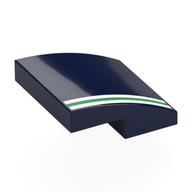 Lego Brick Curved 2 x 2 x 2/3 with White/Green/White Stripes Print