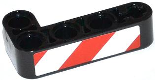 Lego Technic, Liftarm, Modified Bent Thick L-Shape 2 x 4 with Red and White Danger Stripes Pattern Model Right Side (Sticker) - Set 42008