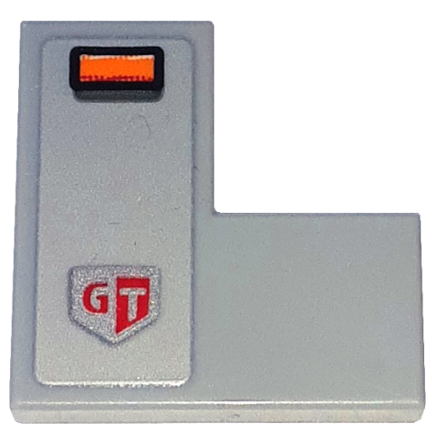 Lego Tile 2 x 2 Corner with Orange Blinker Light and 'GT' Pattern Model Left Side (Sticker) - Set 76917