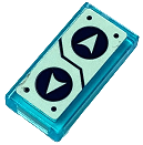 Lego Tile 1 x 2 with Up and Down Arrows, Dark Blue Circles and Rivets on Light Aqua Background Pattern (Sticker) - Set 76122