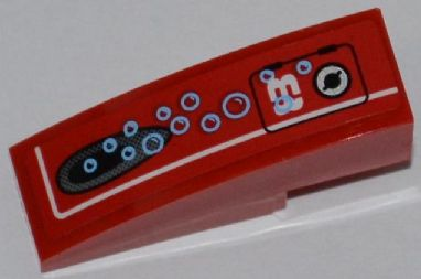 Lego Slope, Curved 3 x 1 with Panel with White '8', Vent Hole and Bubbles Pattern Model Left Side (Sticker) - Set 7977