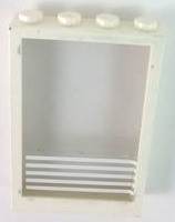 Lego Window 1 x 4 x 5 with Fixed Glass and 5 White Stripes Pattern (Sticker) - Sets 6380 / 6386 / 6392 / 6393 / White
