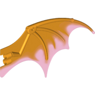 Lego Creature Body Part, Dragon Wing 19 x 11 with Marbled Trans-Dark Pink Pattern / Bright Light Orange