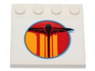 Lego Tile, Modified 4 x 4 with Studs on Edge with SW The Phantom Bright Light Orange and Red Stripes with Black Logo Pattern Model Left Side (Sticker) - Set 75170
