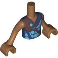 Lego Minidoll Torso Boy with Blue Shirt and Brown Shoulder Armour Print, Medium Nougat Arms and Hands / Medium Nougat