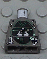 Lego Torso Space Insectoids Silver Logo on Black Panels, 2 Silver Panels Pattern / Dark Gray