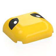 Lego Brick Round, Curved Triple 3 x 4 x 1 with 2 x 2 x 2/3 Bottom Cutout with Black Elliptical Eyes, White Glints Print