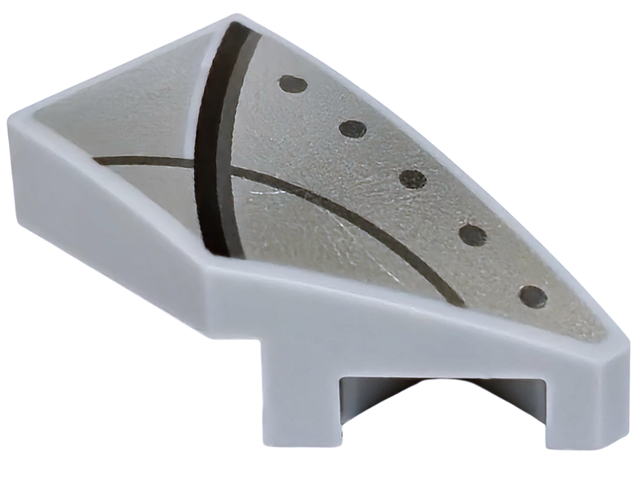 Lego Wedge 2 x 1 x 2/3 Right with Silver Armour Plates with Dark Silver Rivets and Black Outlines Pattern