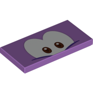 Lego Tile 2 x 4 with White Eyes, Reddish Brown Pupils Print / Medium Lavender
