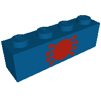 Lego Brick 1 x 4 with Red Spider Print (Spiderman)