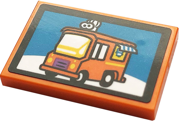 Lego Tile 2 x 3 with Orange Van Pattern (Sticker) - Set 21324 / Orange
