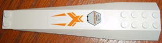 Lego Wedge 16 x 4 Triple Curved with Reinforcements with Orange Decoration and Gray Access Panel Pattern (Sticker) - Set 7692