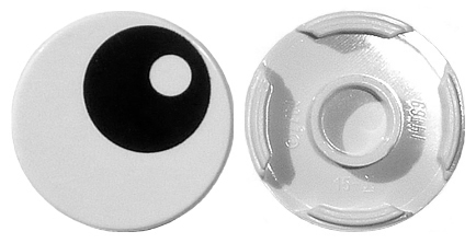 Lego Tile, Round 2 x 2 with Bottom Stud Holder with Black Eye with Pupil Pattern / White