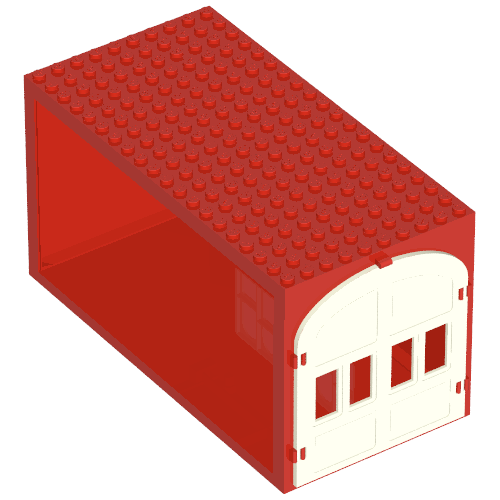 Lego Fabuland, Building, Garage Block with White Windows and White Doors / Red