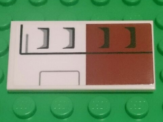 Lego Tile 2 x 4 with SW White and Dark Red Tank Armor Pattern Model Right (Sticker) - Set 75182 / White