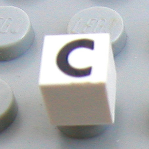 Lego Modulex Tile 1 x 1 with C Print - Black Lining on Top and Sides