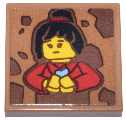 Lego Tile 2 x 2 with Portrait of Nya with Black Hair and Red Robe Pattern (Sticker) - Set 71799