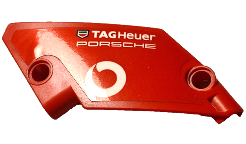 Lego Technic, Panel Curved #60 5 x 7 Tapered Right with White 'PORSCHE', Vodafone and Tag Heuer Logos Pattern (Sticker) - Set 42137