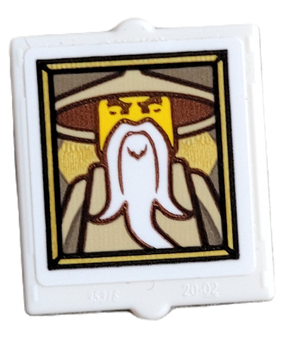 Lego Glass for Window 1 x 2 x 2 Flat Front with Wu Sensei Minifigure Picture Frame Pattern (Sticker) - Set 71767