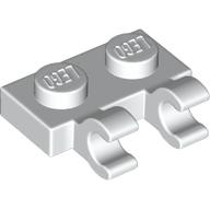 Lego Plate Special 1 x 2 with Clips Horizontal [Thick U-Clips] / White