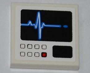 Lego Tile 2 x 2 with Medical Graph Pattern (Sticker) - Set 4431 / White
