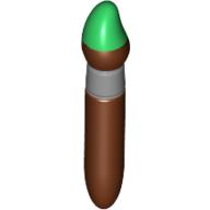 Lego Equipment Paint Brush with Silver Ring and Green Tip Print / Reddish Brown