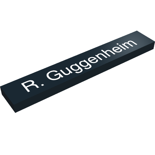 Lego Tile 1 x 6 with "R. Guggenheim" Print / Black