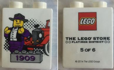 Lego Duplo, Brick 1 x 2 x 2 with The LEGO Store Flatiron District 1909 5 of 6 Pattern