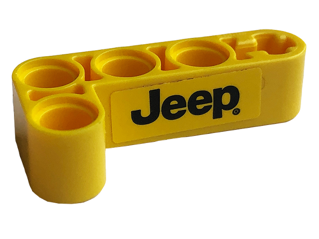 Lego Technic, Liftarm, Modified Bent Thick L-Shape 2 x 4 with Black Jeep Logo Pattern Model Left Side (Sticker) - Set 42122