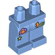 Lego Hips and Medium Blue Legs with Lavender/Orange Flower, Limes Shapes Print