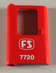 Lego Door 1 x 4 x 5 Train Left, Thin Support at Bottom with White 'FS 7720' Pattern (Sticker) - Set 7720