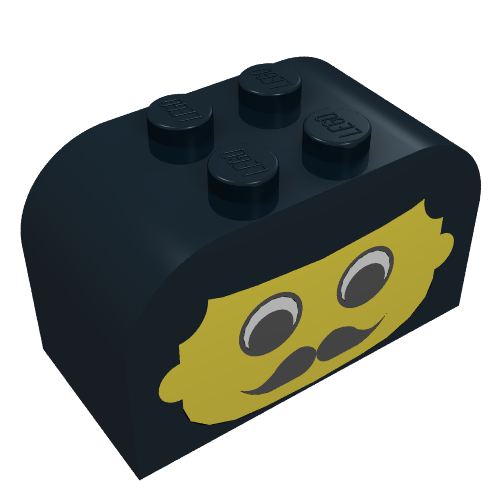Lego Brick Curved 2 x 4 x 2 Double with Face/Moustache Print