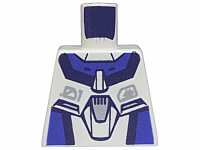 Lego Torso Exo-Force Dark Royal Blue Panels with Black Edges and Silver Badge Pattern / White