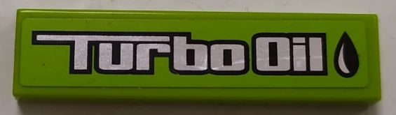 Lego Tile 1 x 4 with Silver 'Turbo Oil' Pattern (Sticker) - Set 8496