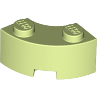 Lego Brick Round Corner 2 x 2 Macaroni with Stud Notch and Reinforced Underside [New Style] / Yellowish Green