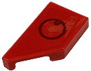 Lego Tile, Modified 1 x 2 Wedge Left with Dark Red Circle Pattern (Sticker) - Set 76934