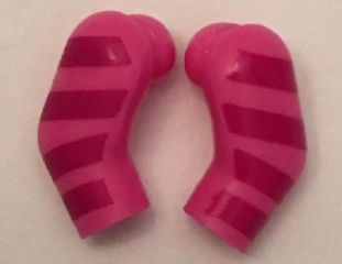 Lego Arm, (Matching Left and Right) Pair with 4 Magenta Stripes Pattern / Dark Pink