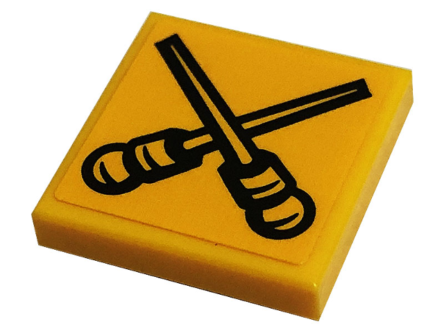Lego Tile 2 x 2 with Black Crossed Magic Wands Pattern (Sticker) - Set 76397