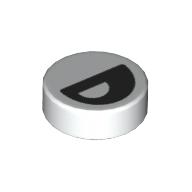 Lego Tile Round 1 x 1 with Black Eye with Central Pupil Partially Closed Print / White