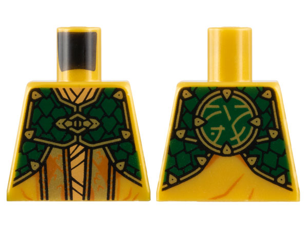 Lego Torso Robe with Dark Orange Trim, Dark Green Mantle, Core Logo on Back Pattern / Pearl Gold